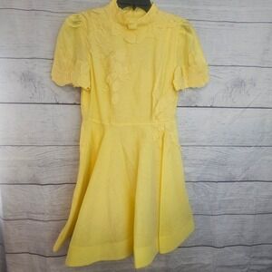 Antonio Melani Size 6 Iris Floral Applique Dress Sunshine Yellow NWT $299 1232